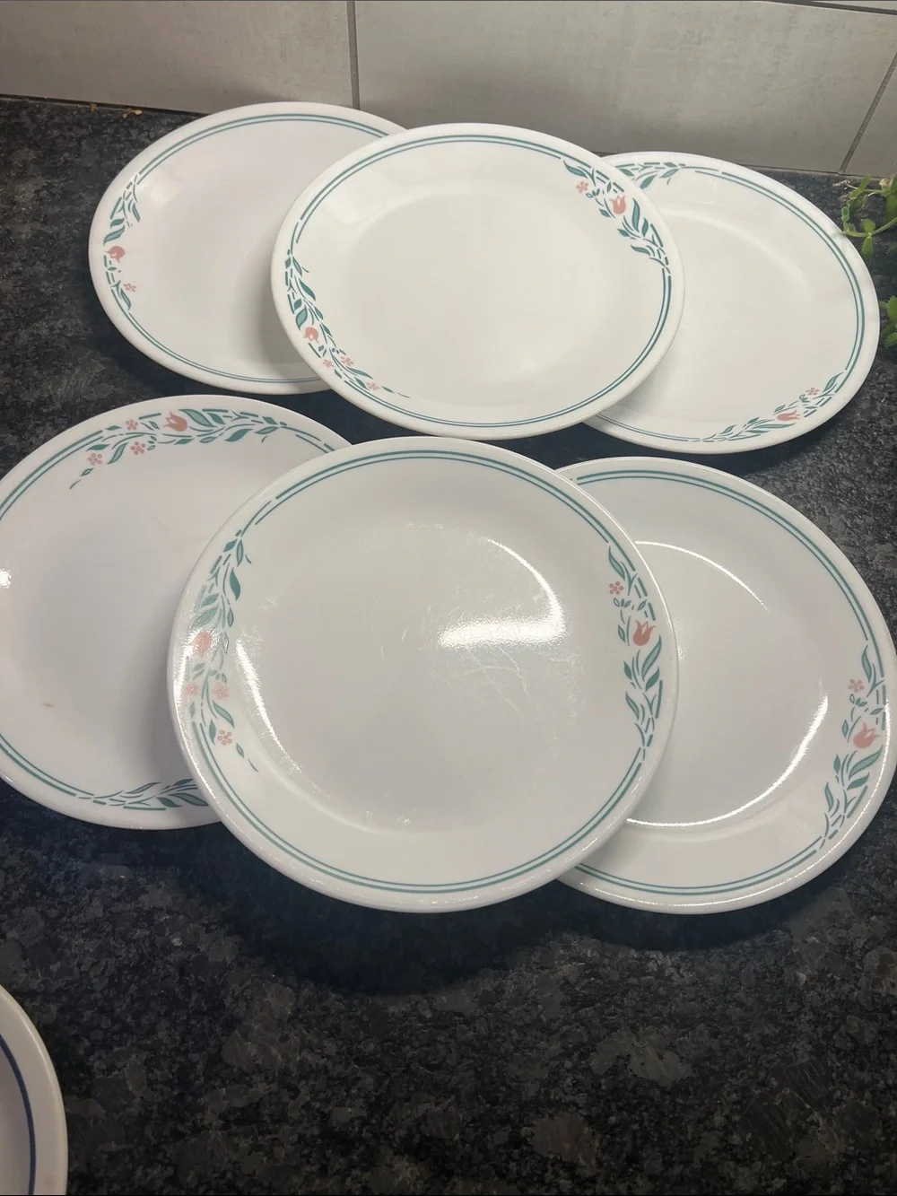 Vintage ROSEMARIE CORELLE Classic White Floral Rim Dinner Plates - Set of 6